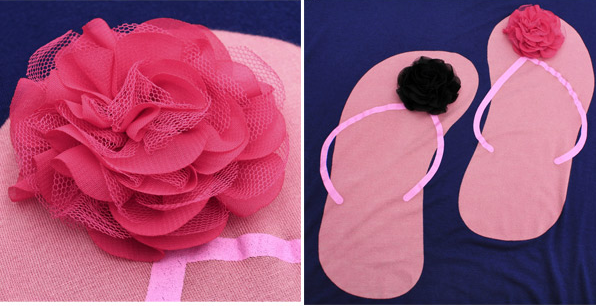 ribbon pink pompom blouse slipper